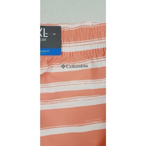 Columbia Omni Shade Bogata Bay Stretch Shorts 3" 50 UPF Stripe Coral Women's XXL - Picture 5 of 12